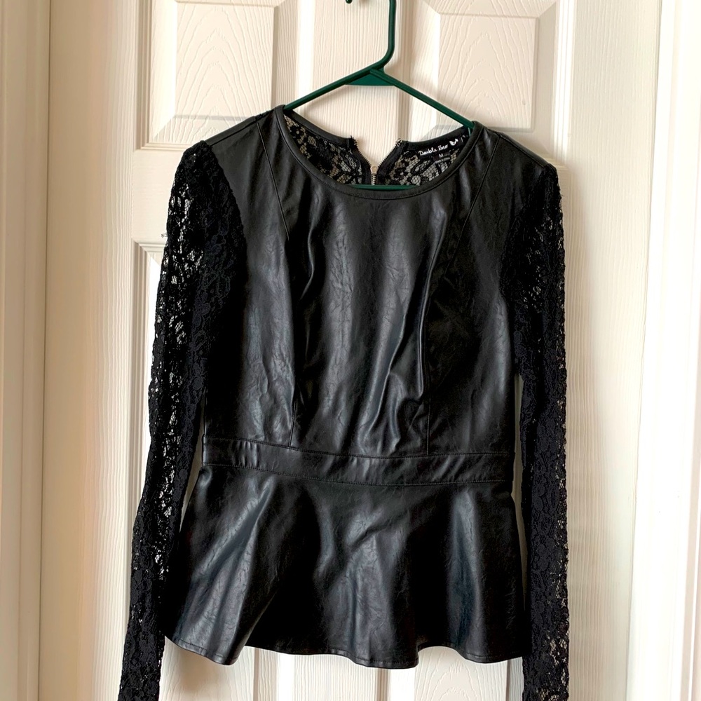 Leather and lace top
